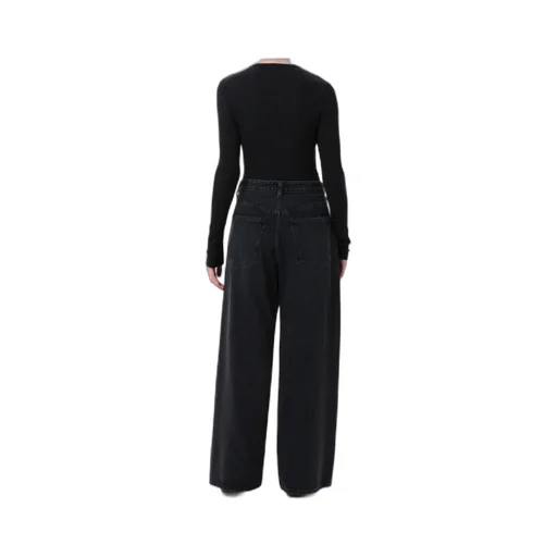 Fold-Over Wide-Leg Jeans