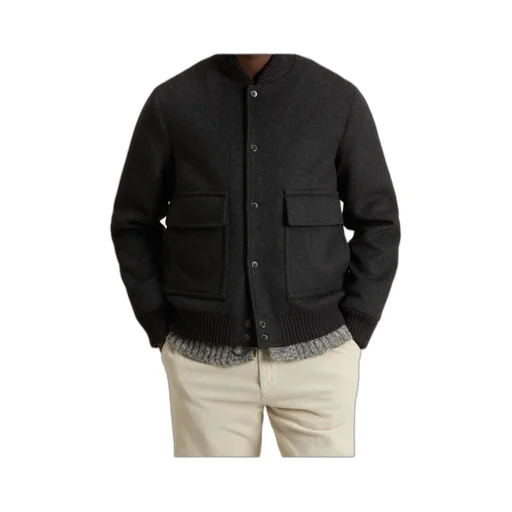 Twill Buttoned Bomber Jacket
