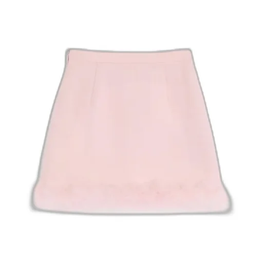 Short Crepe Couture Skirt With Feathers