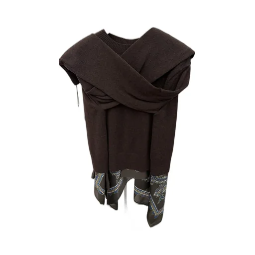 Crew Neck Sweater With Scarf Detail