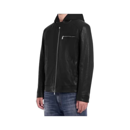 Leather Jacket With Hood