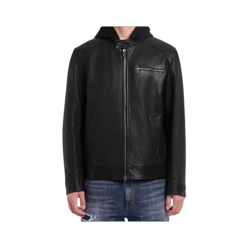 Leather Jacket With Hood