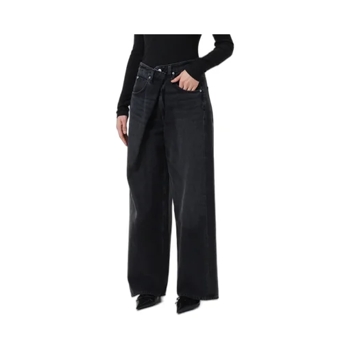 Fold-Over Wide-Leg Jeans