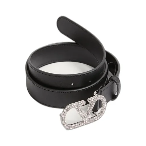 Vlogo Signature Belt In Shiny Calfskin With Crystals 30 Mm