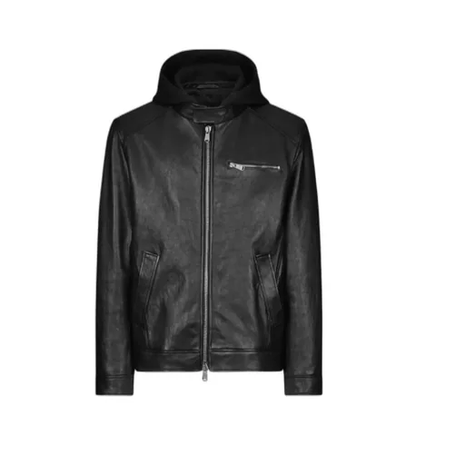 Leather Jacket With Hood