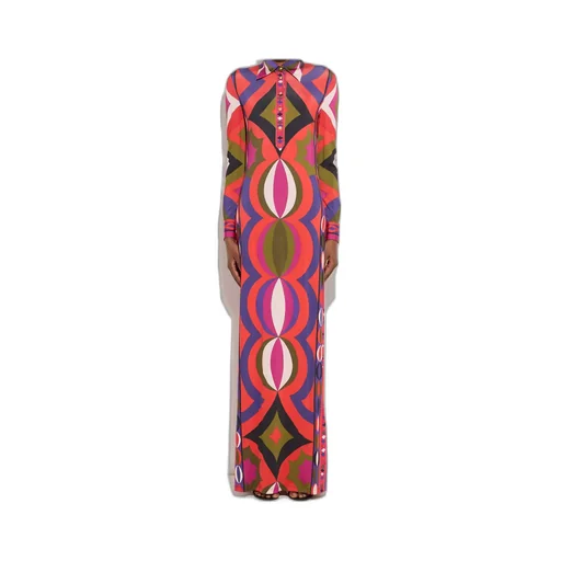 Collane Print Buttoned Maxi Dress
