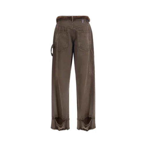 Fur Belt Loose Fit Carpenter Pants