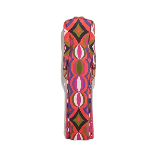 Collane Print Buttoned Maxi Dress