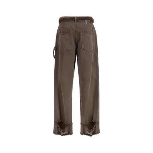 Fur Belt Loose Fit Carpenter Pants