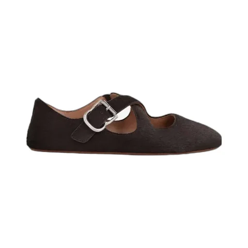 Criss Cross Ballet Flats In Haircalf