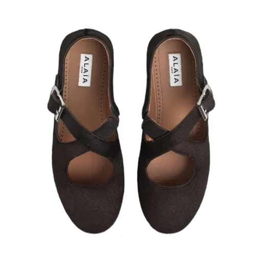 Criss Cross Ballet Flats In Haircalf
