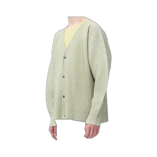 Plissé Buttoned Cardigan