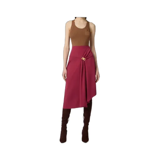 Draping-Jewel Logo Midi Skirt