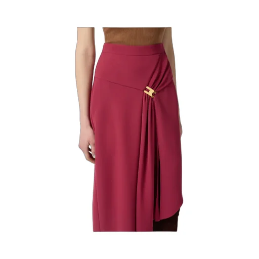 Draping-Jewel Logo Midi Skirt