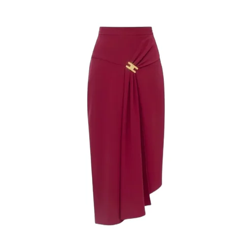 Draping-Jewel Logo Midi Skirt