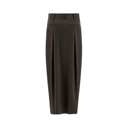 Curved Front-Split Midi Skirt