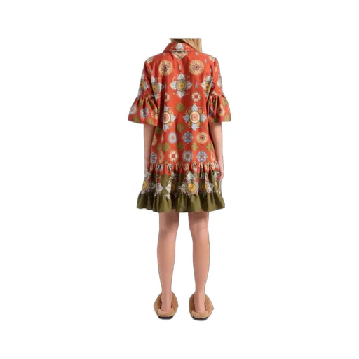 Floral-Print Ruffled Dress