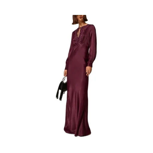 Lace-Insert Satin Dress