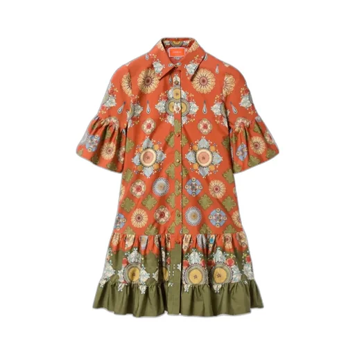 Floral-Print Ruffled Dress