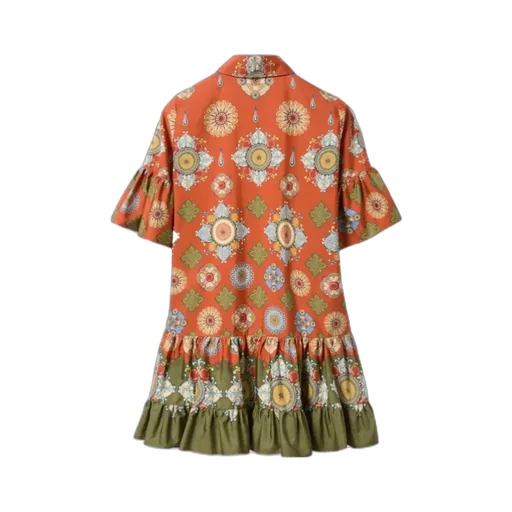 Floral-Print Ruffled Dress