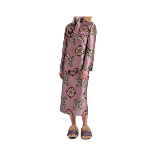 Floral-Print Jacquard Shirt Jacket