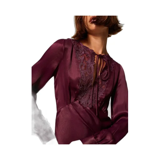 Lace-Insert Satin Dress