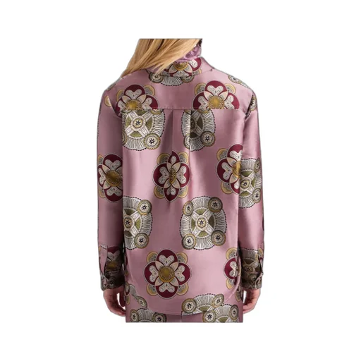 Floral-Print Jacquard Shirt Jacket