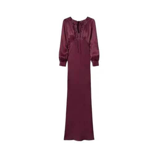 Lace-Insert Satin Dress