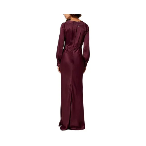 Lace-Insert Satin Dress
