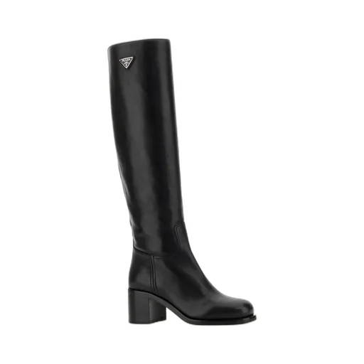 Triangle-Logo Knee-High Boots