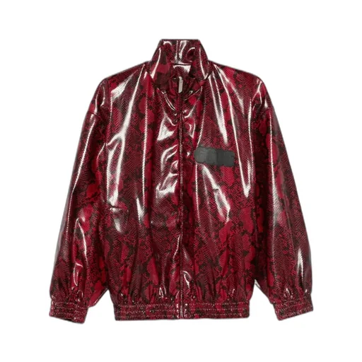 Snakeskin-Effect Faux-Leather Jacket