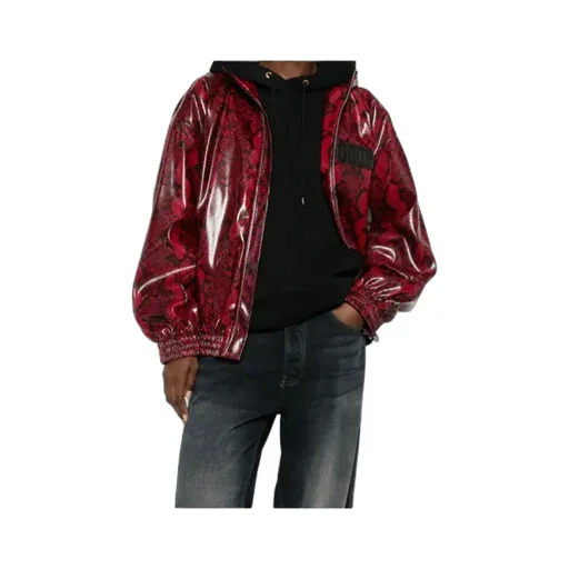 Snakeskin-Effect Faux-Leather Jacket