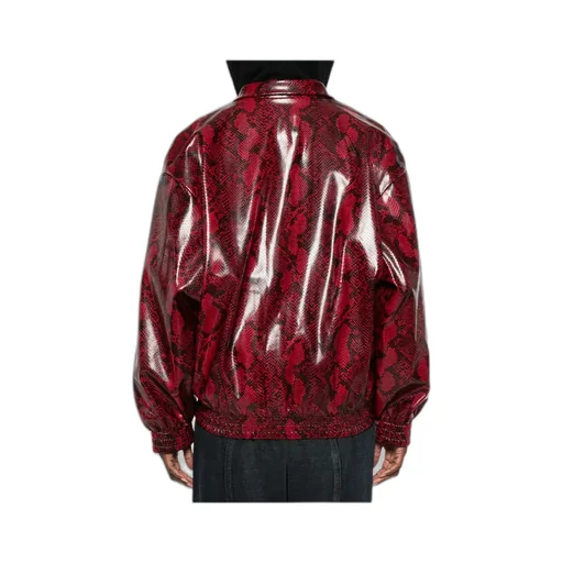 Snakeskin-Effect Faux-Leather Jacket