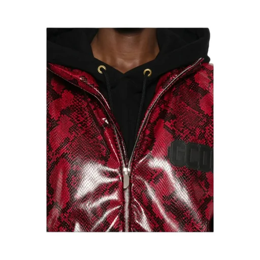 Snakeskin-Effect Faux-Leather Jacket