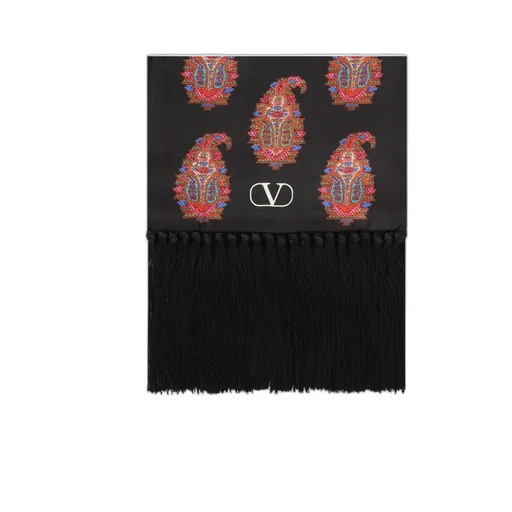Paisley-Print Fringed Scarf