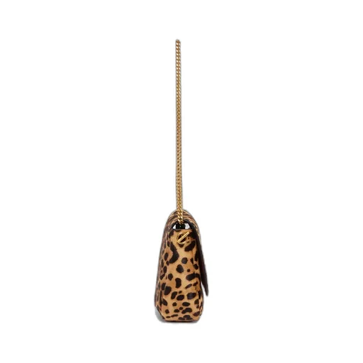 Leopard Patterned Logo Plaque Shoulder Bag
