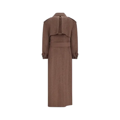 Crystal-Embellishment Double-Breasted Trench Coat