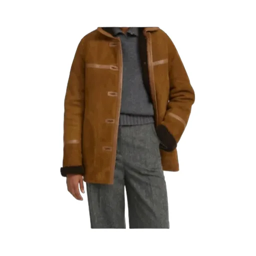 Leather-Trimmed Coat