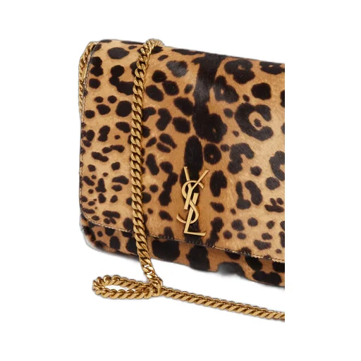 Leopard Patterned Logo Plaque Shoulder Bag