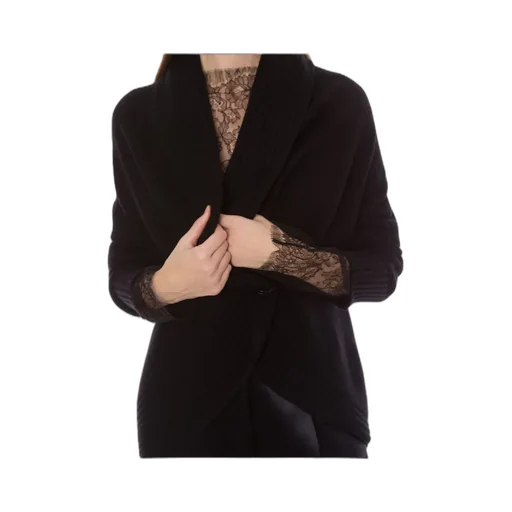 Ribbed Shawl-Collar Cardigan
