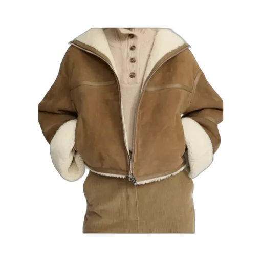 Shearling-Trimmed Suede Jacket