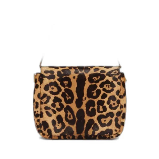 Leopard Patterned Logo Plaque Shoulder Bag