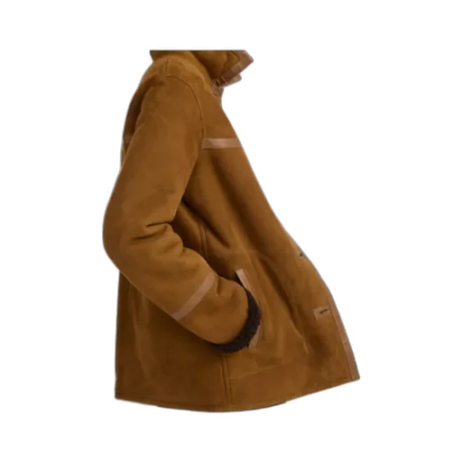 Leather-Trimmed Coat