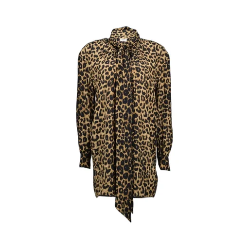 Leopard Printed Long-Sleeved Dress