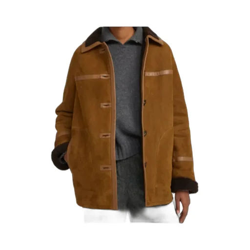 Leather-Trimmed Coat