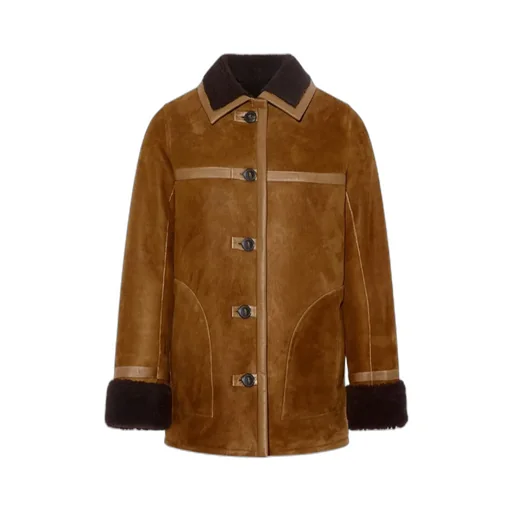 Leather-Trimmed Coat