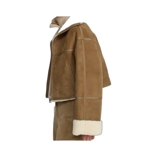 Shearling-Trimmed Suede Jacket