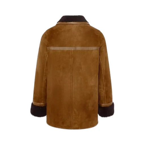 Leather-Trimmed Coat