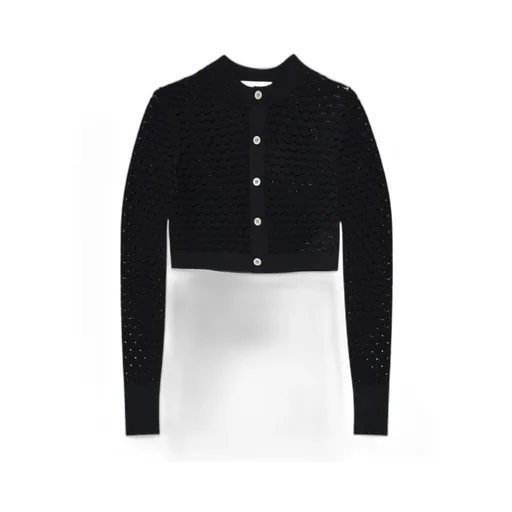 Openwork-Knit Cropped Cardigan