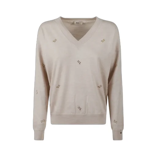 Logo Embellished V-Neck Jumper